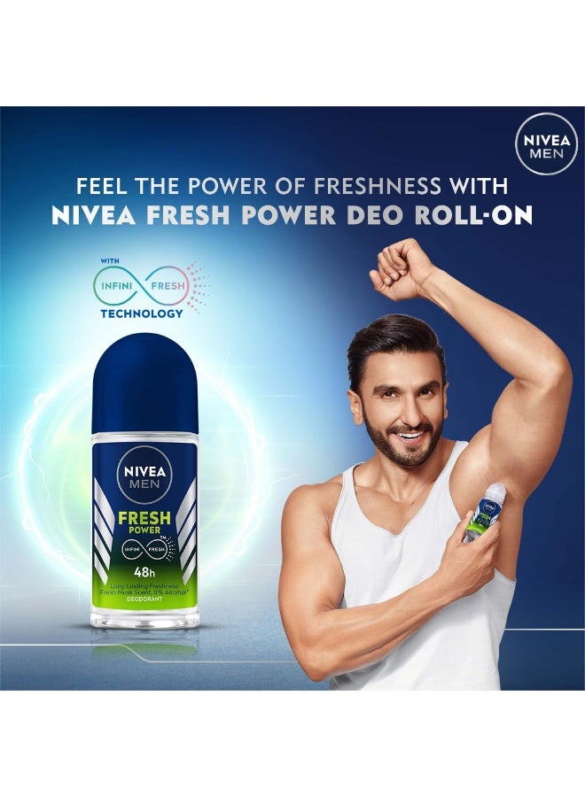 نيفيا مزيل العرق نيفيا للرجال فريش باور رول أون (50 مل) (عبوة من 3 قطع) - Image 4